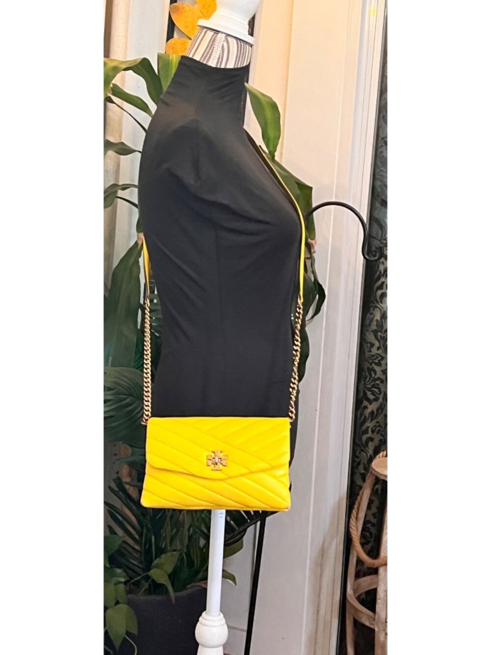 *** Authentic Tory Burch Yellow Quilted Leather Kira Crossbody - Picture 13 of 14
